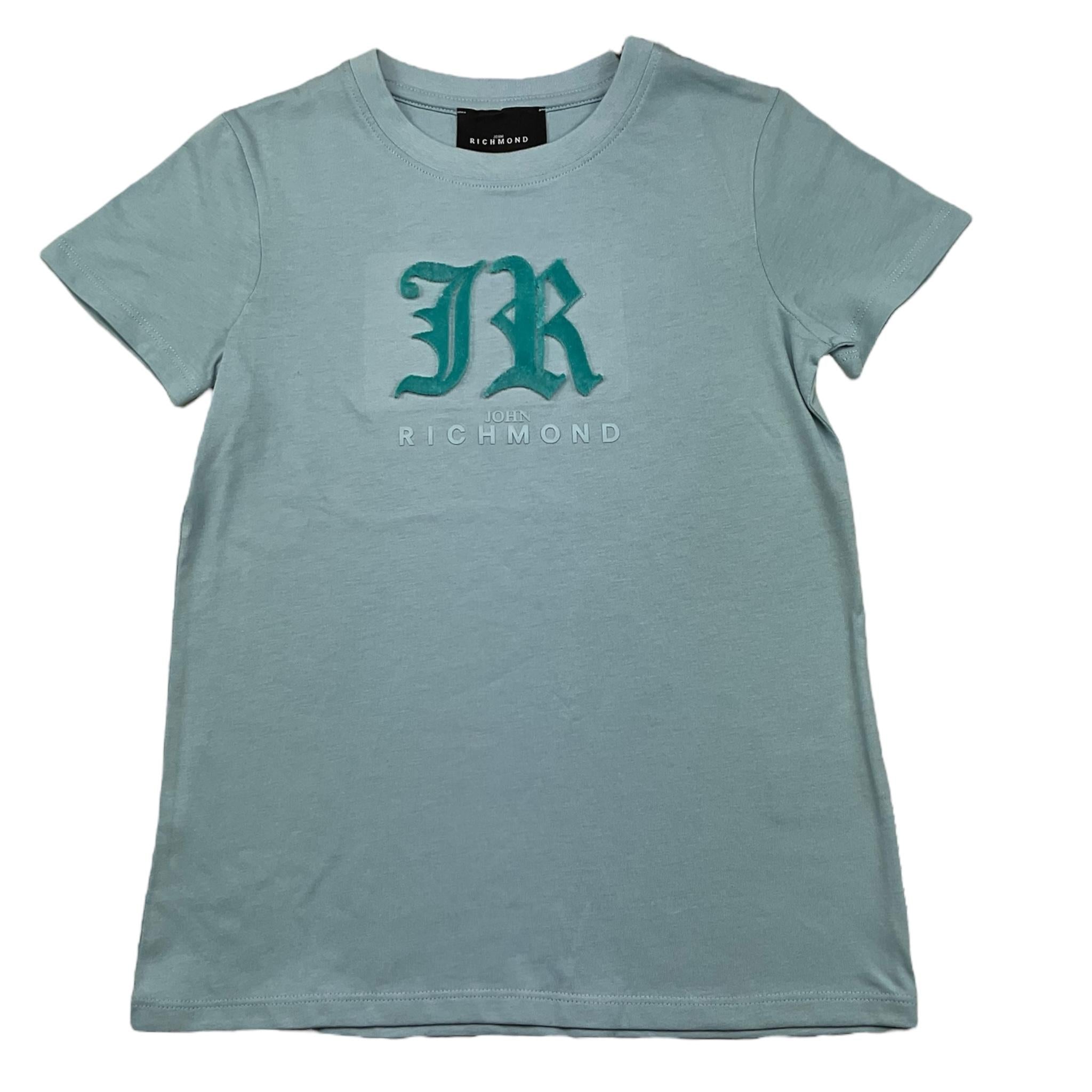 JOHN RICHMOND t-shirt girocollo tinta unita con stampa in contrasto Azzurro per Bambina RGA25009TS AZZURRO JOHN RICHMOND 