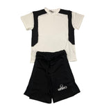 Minimum Complete 2-teiliges T-Shirt-Bermuda zweifarbig weiß/schwarz für Kinder