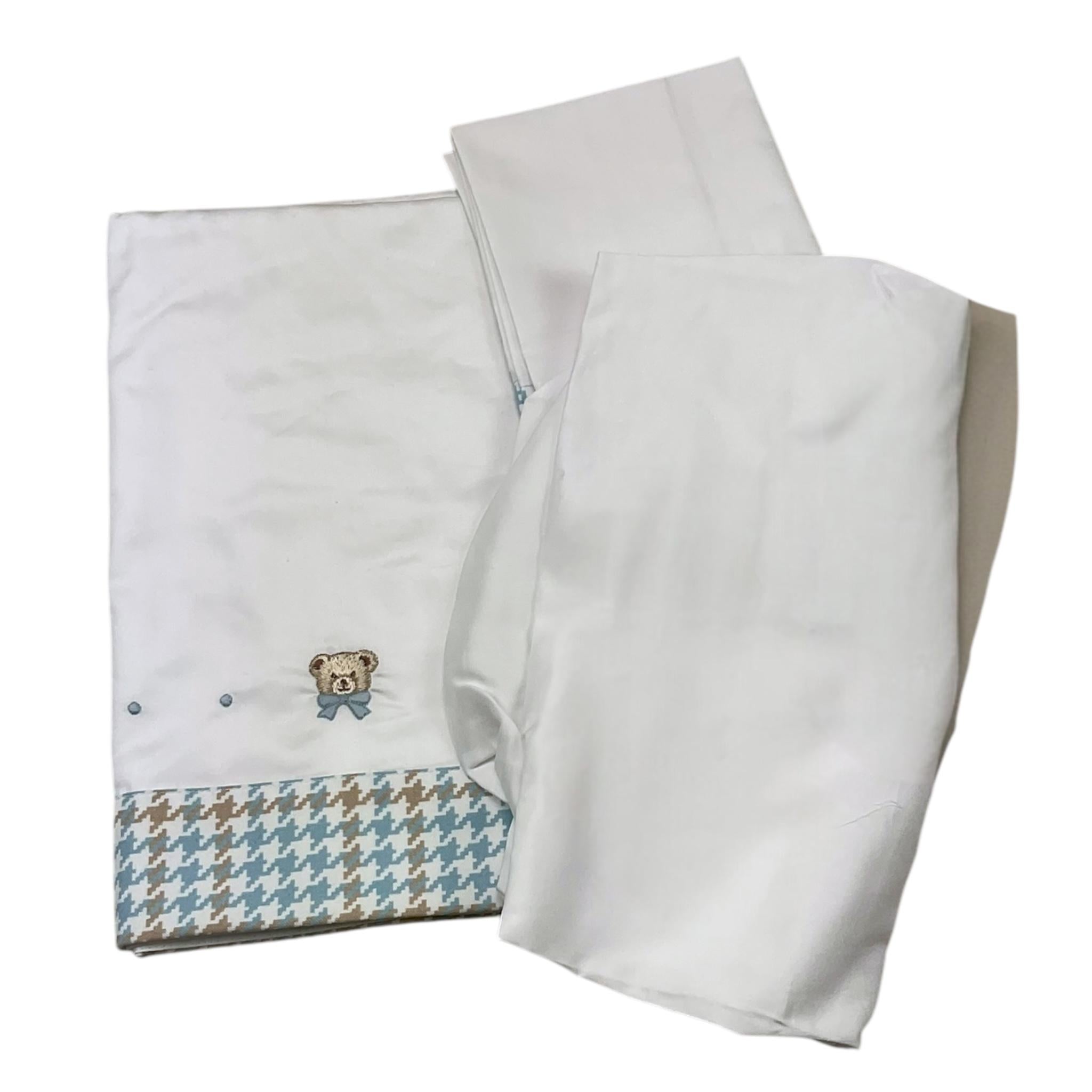PETIT set lenzuola 3 pezzi tinta unita con ricami orso Bianco per Neonato S5216368 BIANCO PETIT 