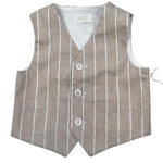 Pure Firenze Gilet Tinta Unita con Fantasia A Righe per Neonato PC03353 BEIGE PURE FIRENZE 