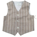 Pure Firenze Gilet Tinta Unita con Fantasia A Righe per Neonato PC03353 BEIGE PURE FIRENZE 
