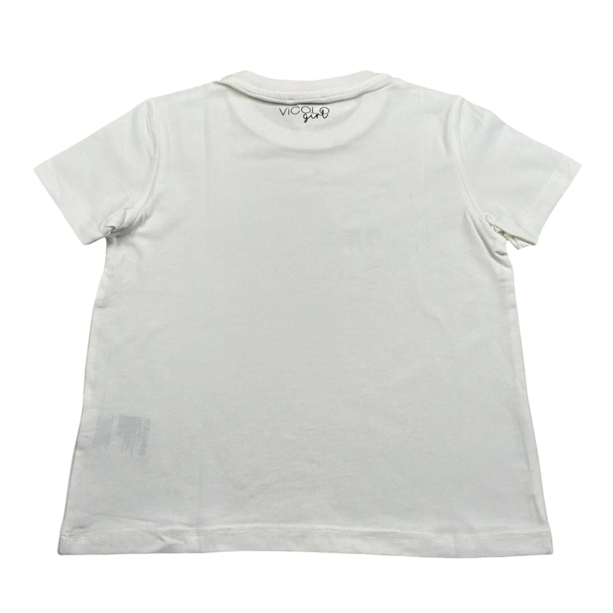 Vicolo T-Shirt Girocollo Tinta Unita con Brillantini per Neonata 3146M00230N BIANCO VICOLO 