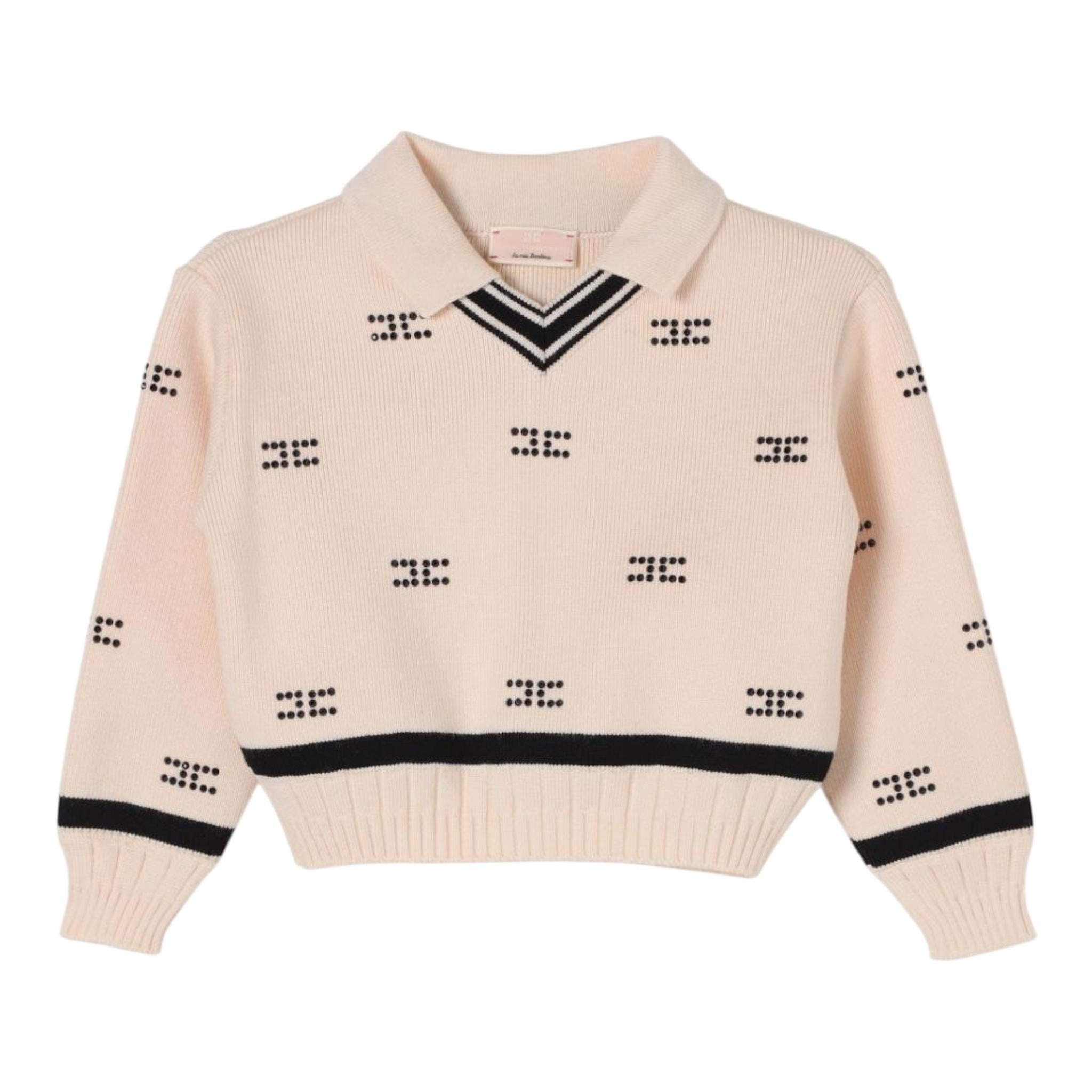 ELISABETTA FRANCHI maglia tinta unita con colletto e brillantini Crema per Neonata EGMA034 CREMA ELISABETTA FRANCHI 