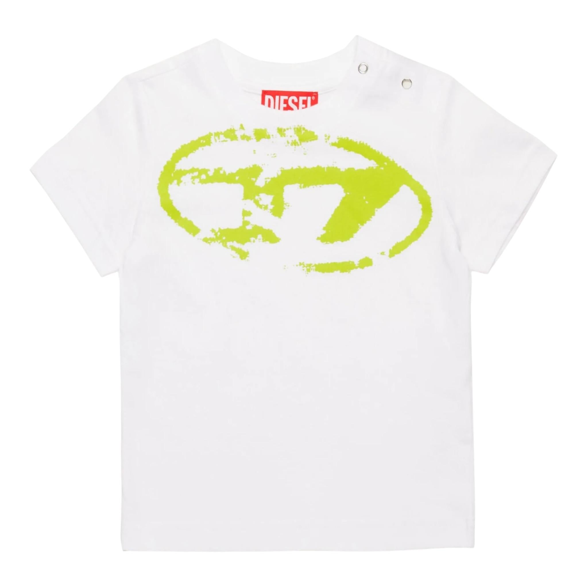 Diesel T-Shirt Girocollo tinta unita con Stampa Bianco per Neonato K00635O BIANCO DIESEL 