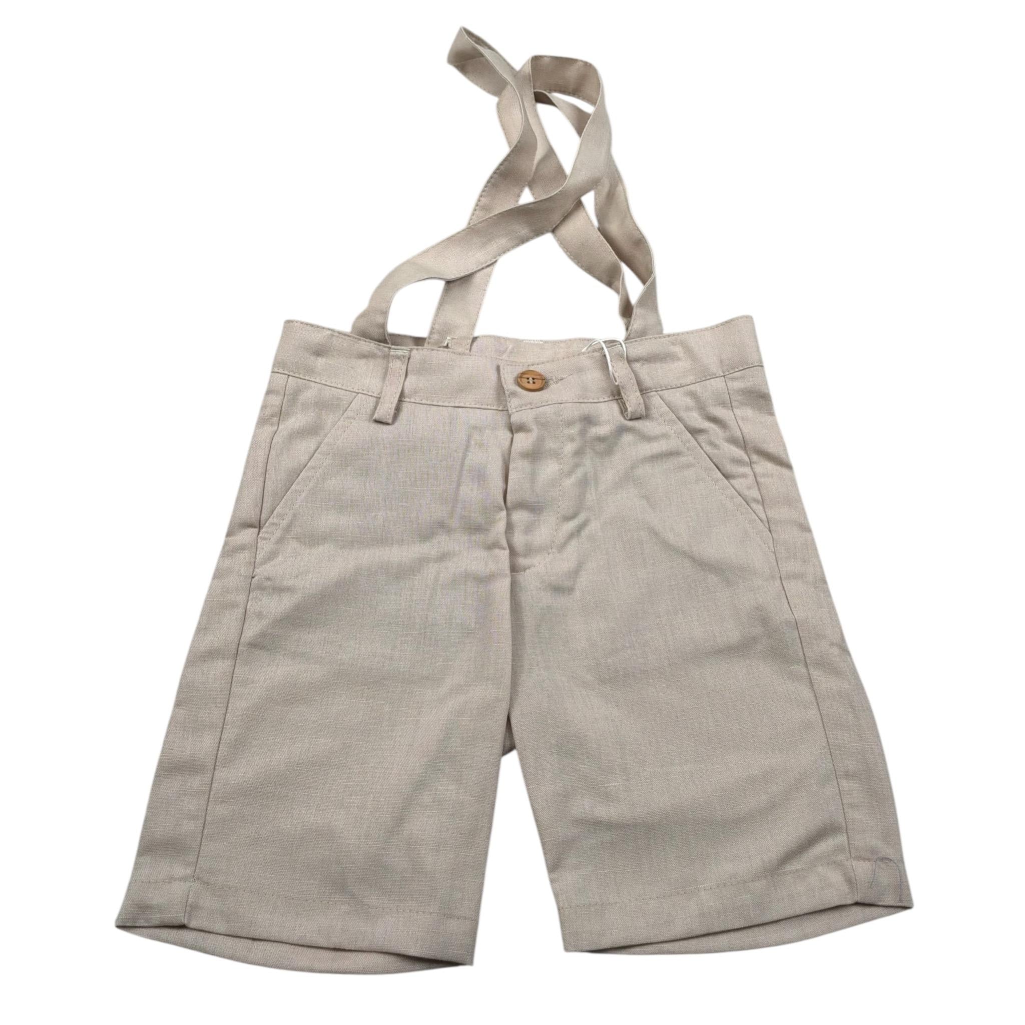 New Gereration Bermuda tinta unita con Bretelle Beige per Neonato 51393N BEIGE NEW GERERATION 