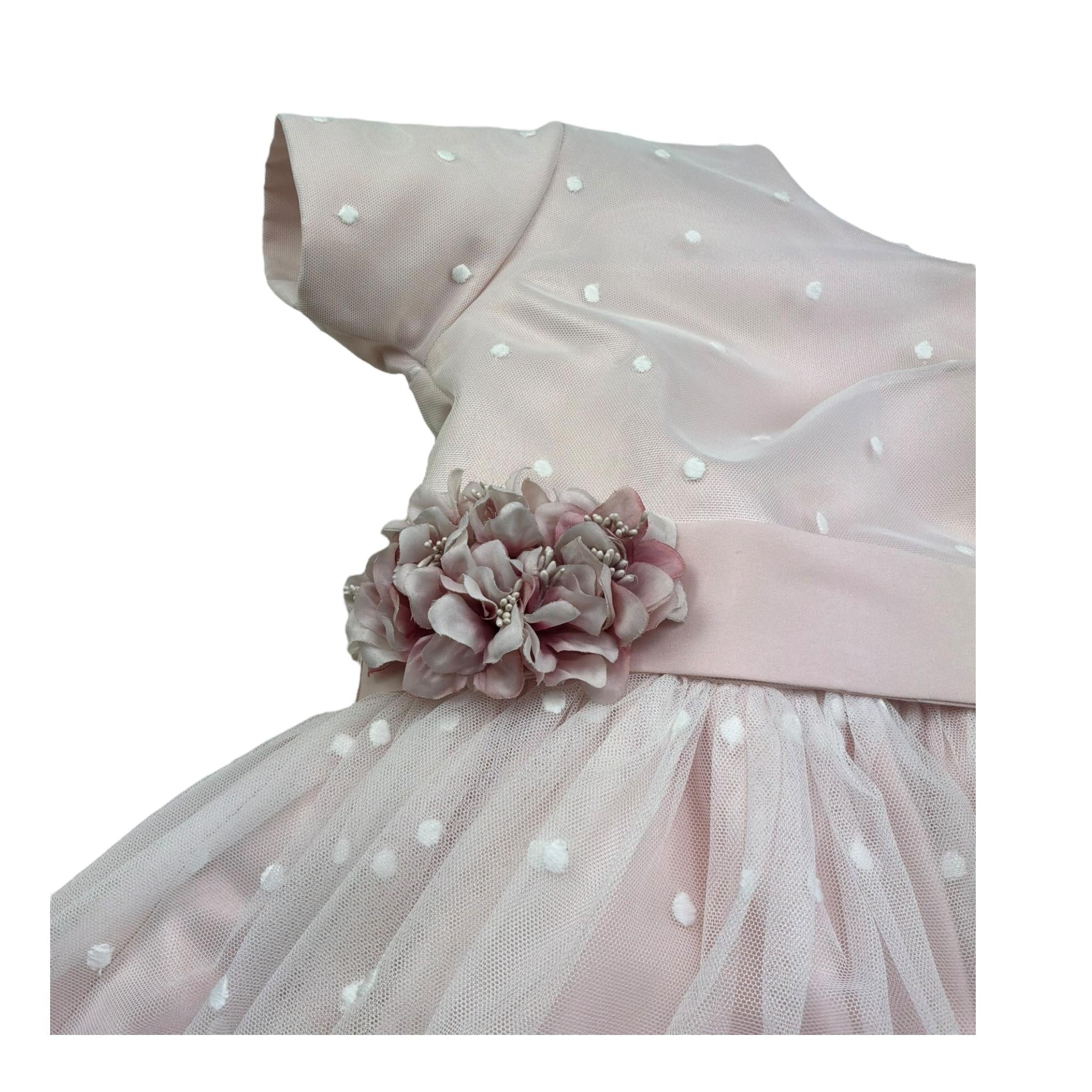 Le Bellissime di Allegra Abito Mezza Manica Tinta Unita con Ricami per Bambina A0453AB ROSA LE BELLISSIME DI ALLEGRA 