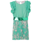 Liu Jo Einfarbiges, ärmelloses Kleid mit Blumenmuster in Grün für Mädchen