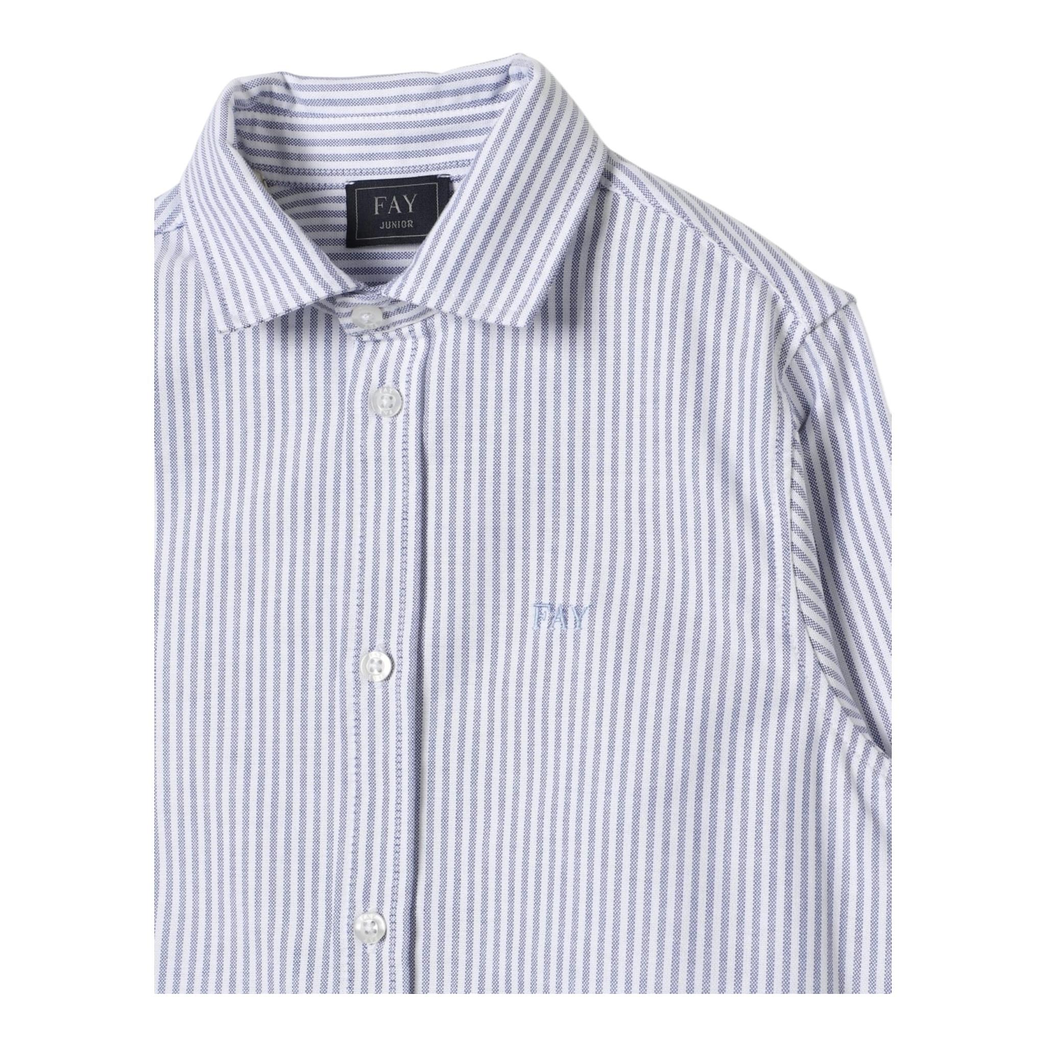 Fay Camicia Tinta Unita Manica Lunga con Fantasia A Righe per Bambino FV5P30 BIANCO FAY 