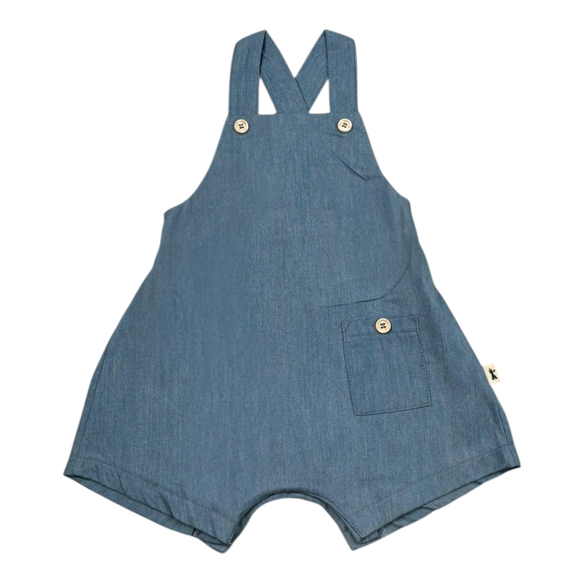Petit Indi Salpette Tinta Unita In Denim per Neonata SS25B2637 BLU PETIT INDI 