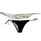 Boy London Zweifarbiges Bikini-Set mit schwarzem Bandeau-Slip für Mädchen
