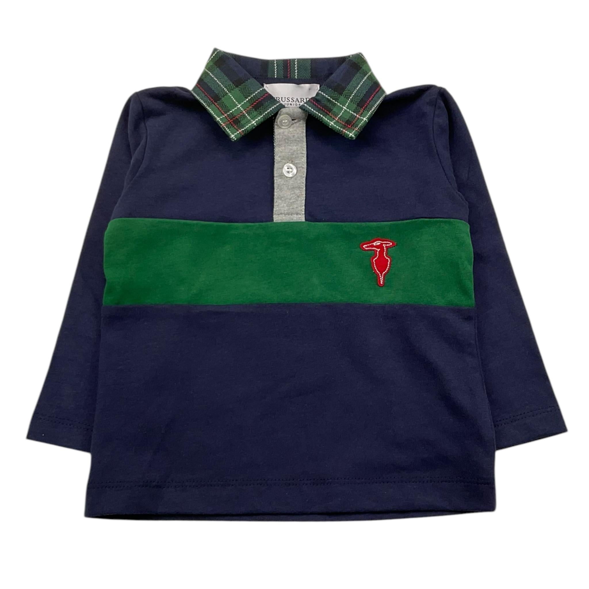 TRUSSARDI polo manica lunga tinta unita con colletto in contrasto Blu per Neonato TIA25043PO BLU TRUSSARDI 