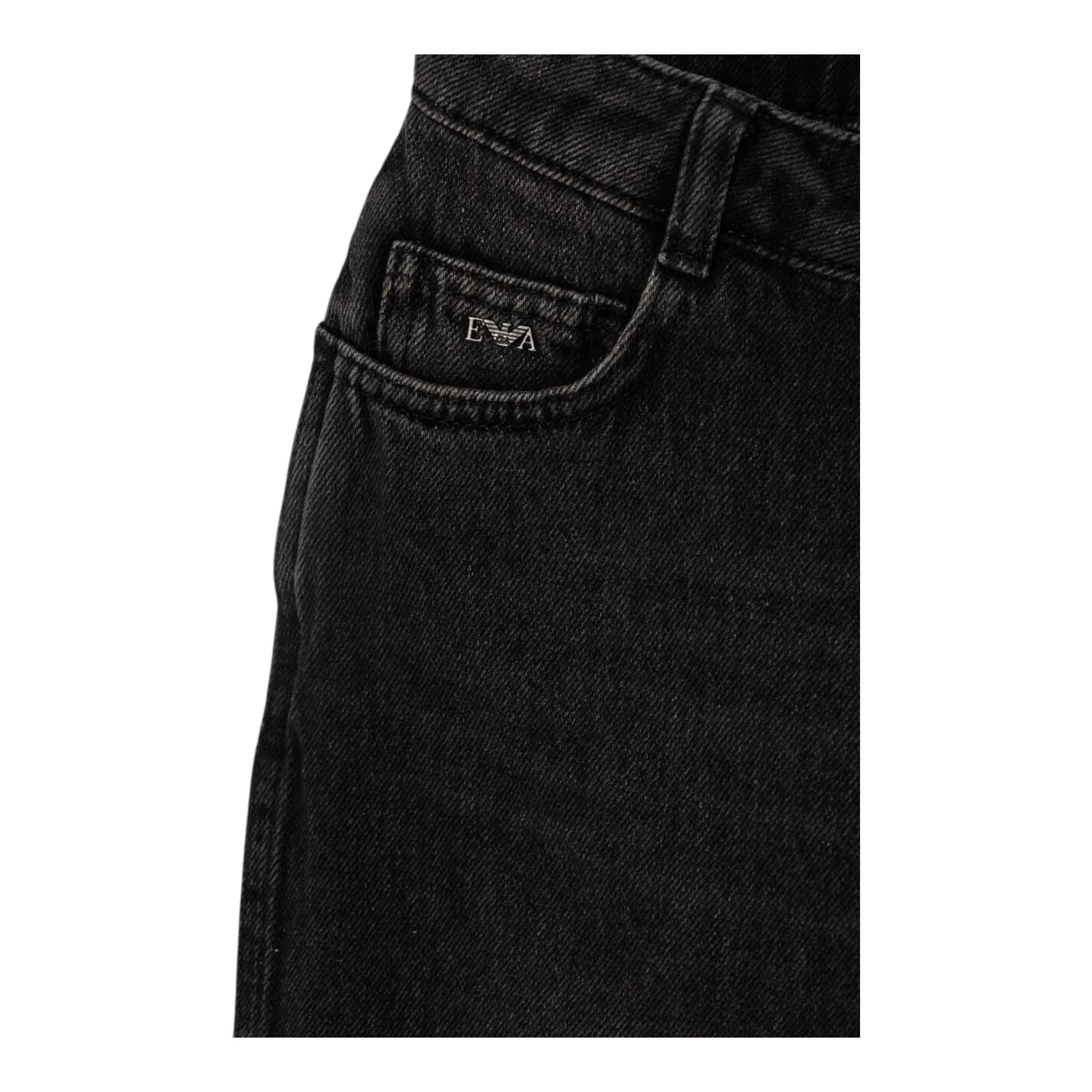 EMPORIO ARMANI jeans tinta unita con logo Nero per Bambino 6D4J79 NERO EMPORIO ARMANI 
