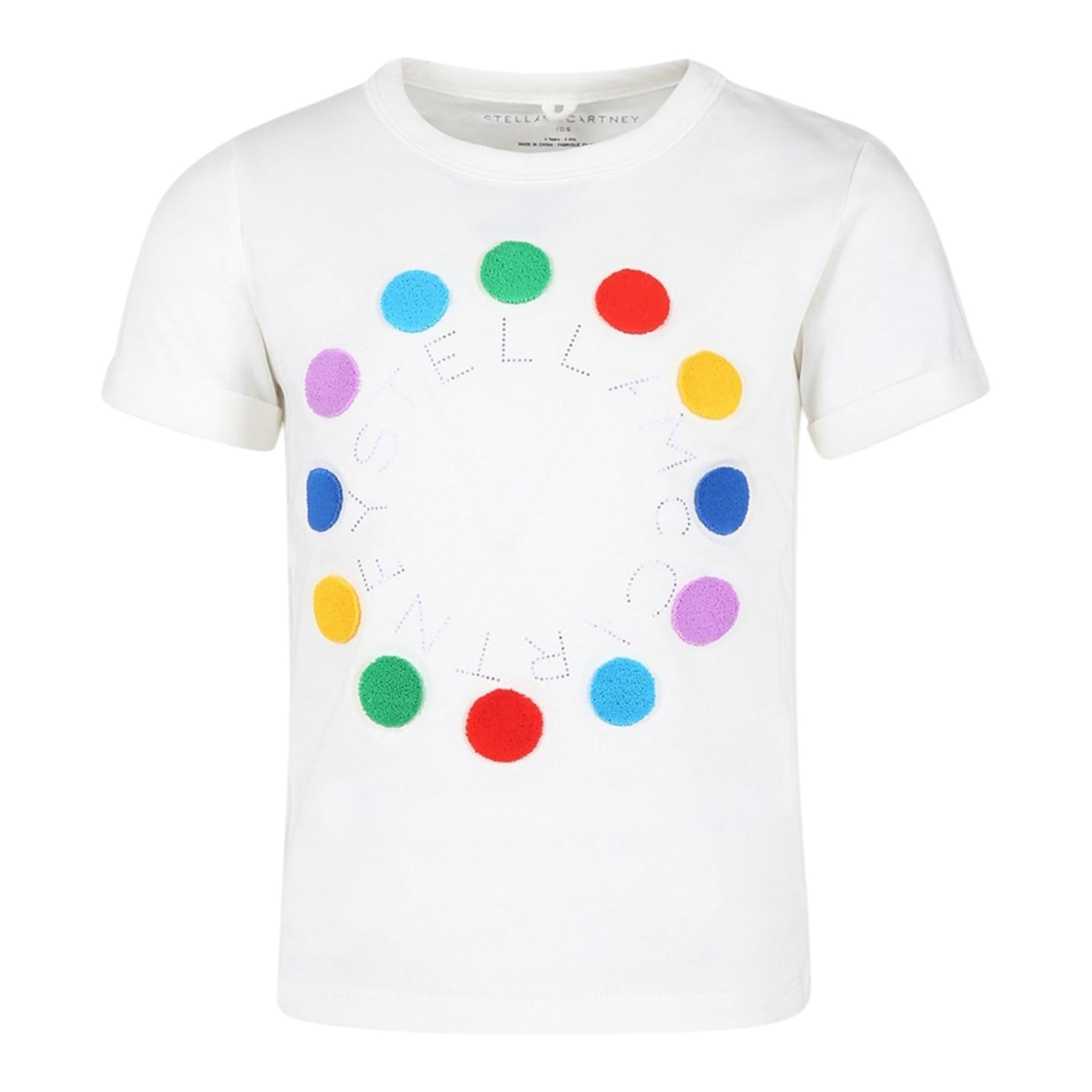 STELLA McCARTNEY t-shirt girocollo tinta unita con stampe in contrasto Panna per Bambina TV8E21J PANNA STELLA McCARTNEY 
