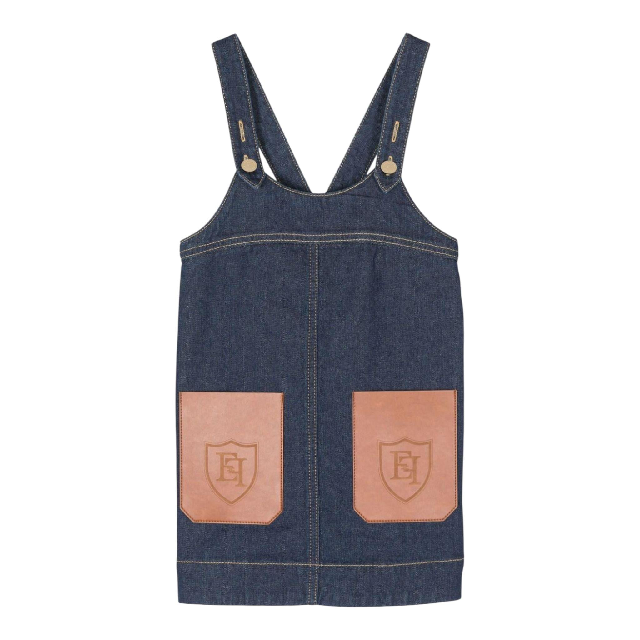 ELISABETTA FRANCHI salopette in denim tinta unita con tasche in contrasto Blu per Bambina EFAB545 BLU ELISABETTA FRANCHI 