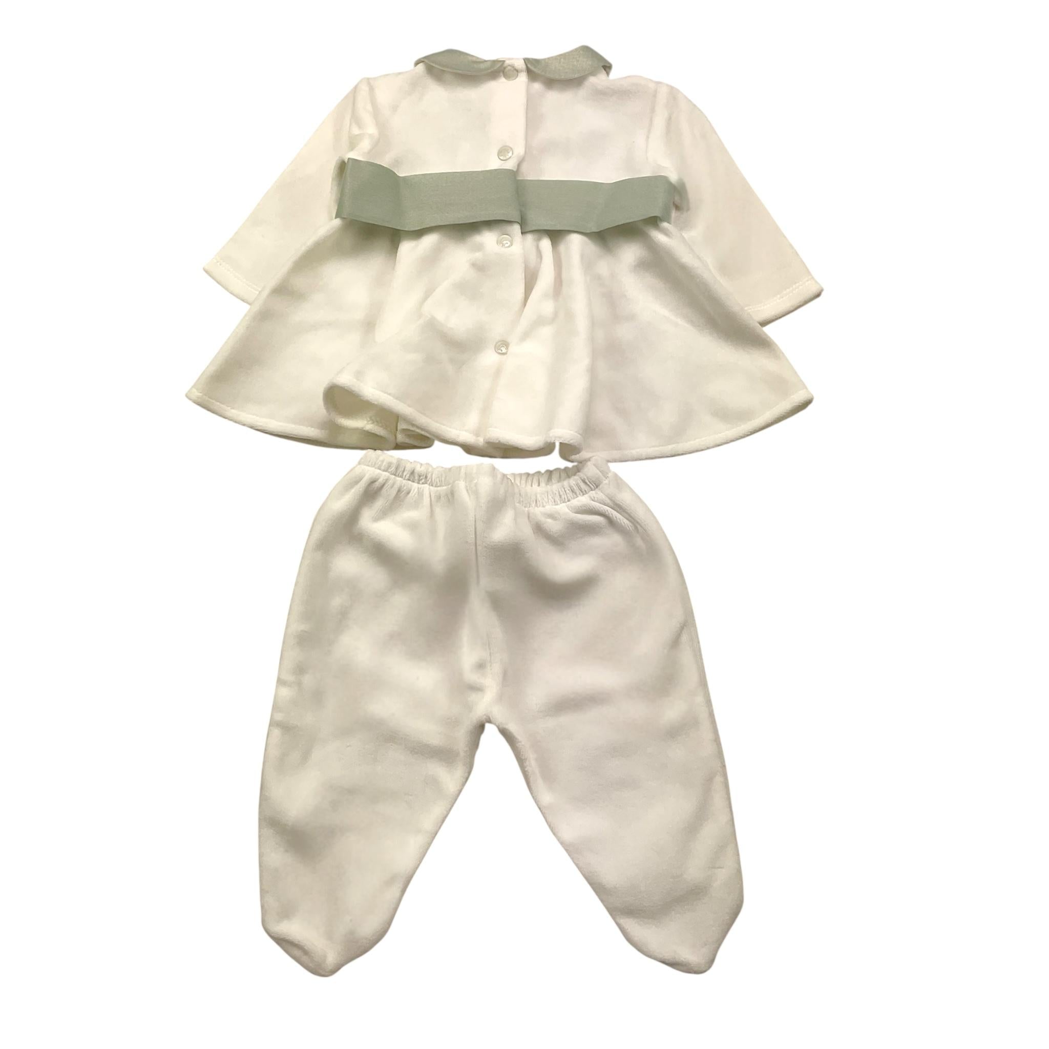 NINNAOH completo 2pz tinta unita maglia-ghettina Bianco/verde per Neonata I2375C BIANCO/VERDE NINNAOH 