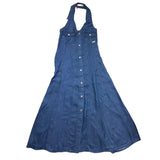 Liu Jo Einfarbiges, ärmelloses Kleid aus blauem Denim für Mädchen