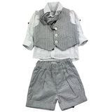 Shako' Komplettset, 4-teilig, Hemd, Weste, Fliege, Bermuda-Shorts, Grau, für Neugeborene