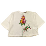 Emilio Pucci Zweifarbiges T-Shirt mit Rundhalsausschnitt und Kontrastdruck in Weiß für Mädchen