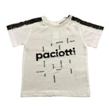 Cesare Paciotti Einfarbiges T-Shirt mit Rundhalsausschnitt und weißem Logo-Print für Neugeborene
