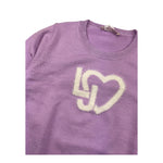 LIU JO maglia girocollo tinta unita con stampa logo Lilla per Bambina KF4039 LILLA LIU JO 
