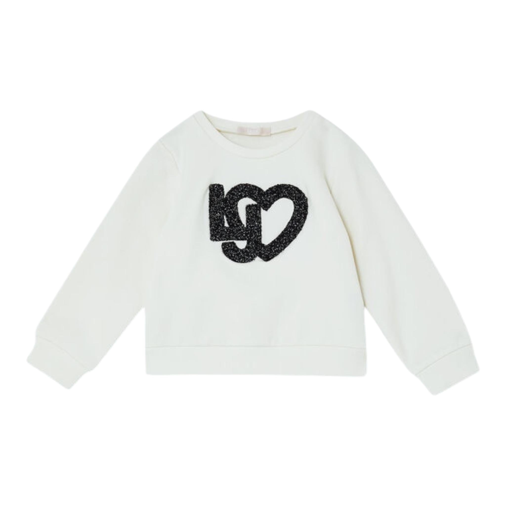 LIU JO felpa chiusa girocollo tint unita con stampa logo Panna per Bambina KF4025 PANNA LIU JO 