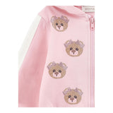 MONNALISA felpa con zip e cappuccio tinta unita con orsi brillantinati Rosa per Neonata 39D802 ROSA MONNALISA 