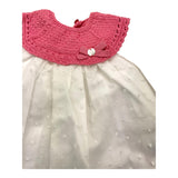 Paz Rodriguez Einfarbiges ärmelloses Kleid mit cremefarbener Stickerei für Babymädchen
