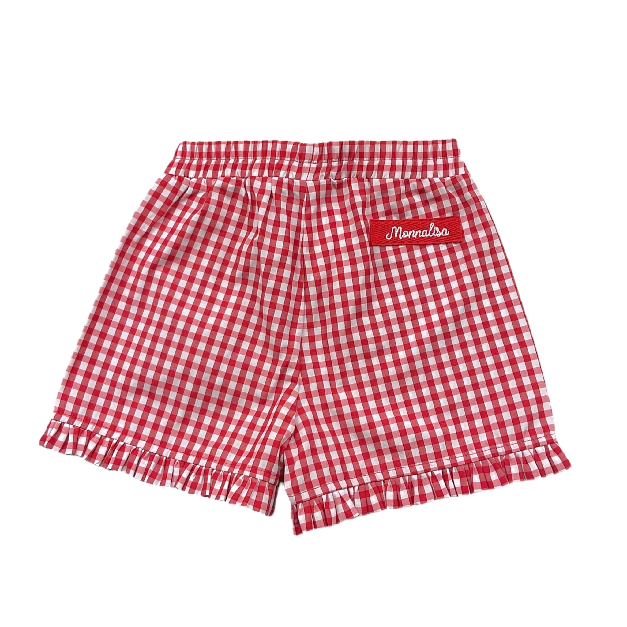Monnalisa Short Bicolore con Fantasia Quadri per Neonata 39C413 ROSSO/BIANCO MONNALISA 