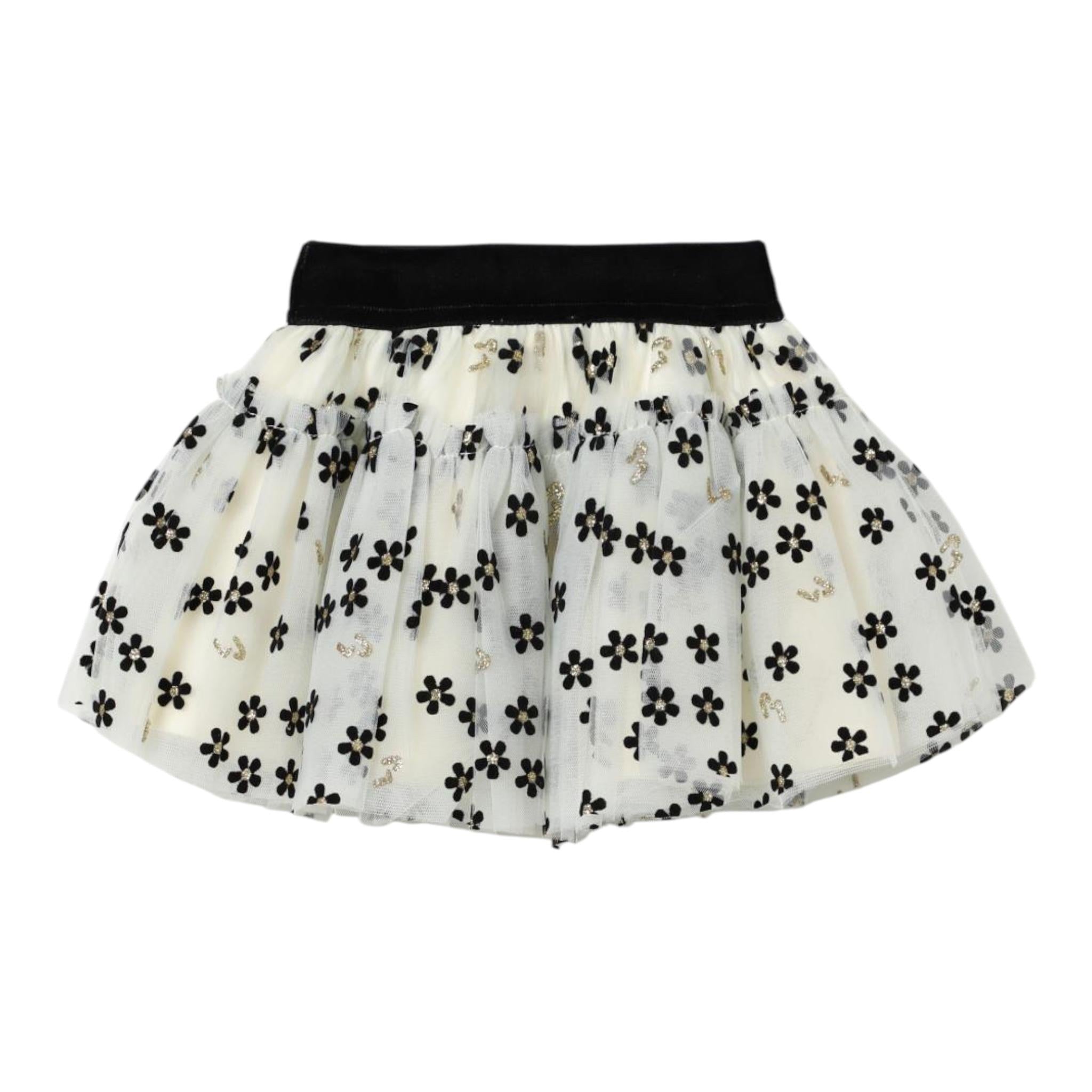 LIU JO gonna tinta unita con tulle e ricami fiori Panna per Neonata HF4067 PANNA LIU JO 