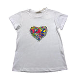 Yes Zee Mädchen Einfarbiges Rundhals-T-Shirt mit Print Weiß