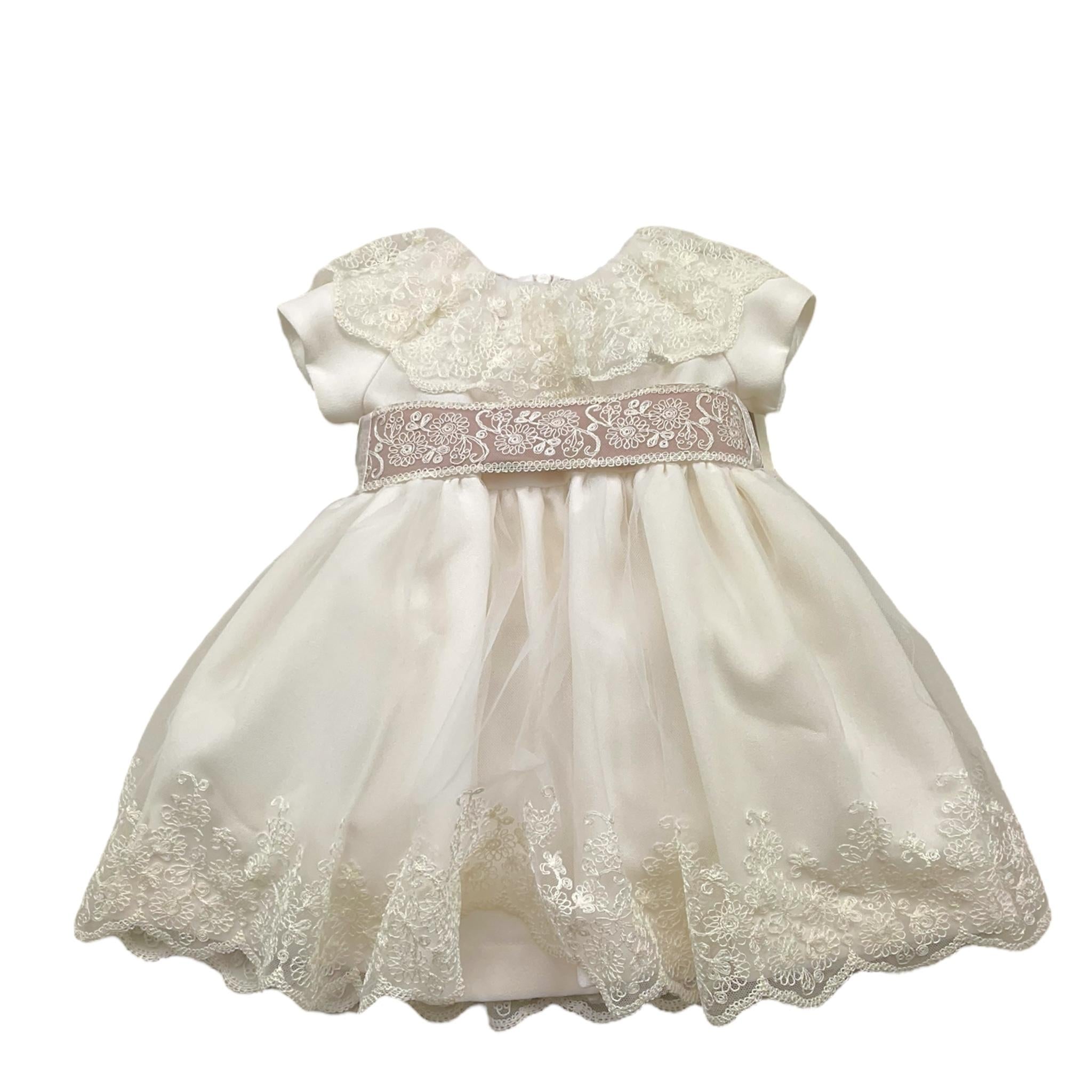 MARLU' abito cerimonia tinta unita con ricami Bianco per Neonata MU11769 BIANCO MARLU' 
