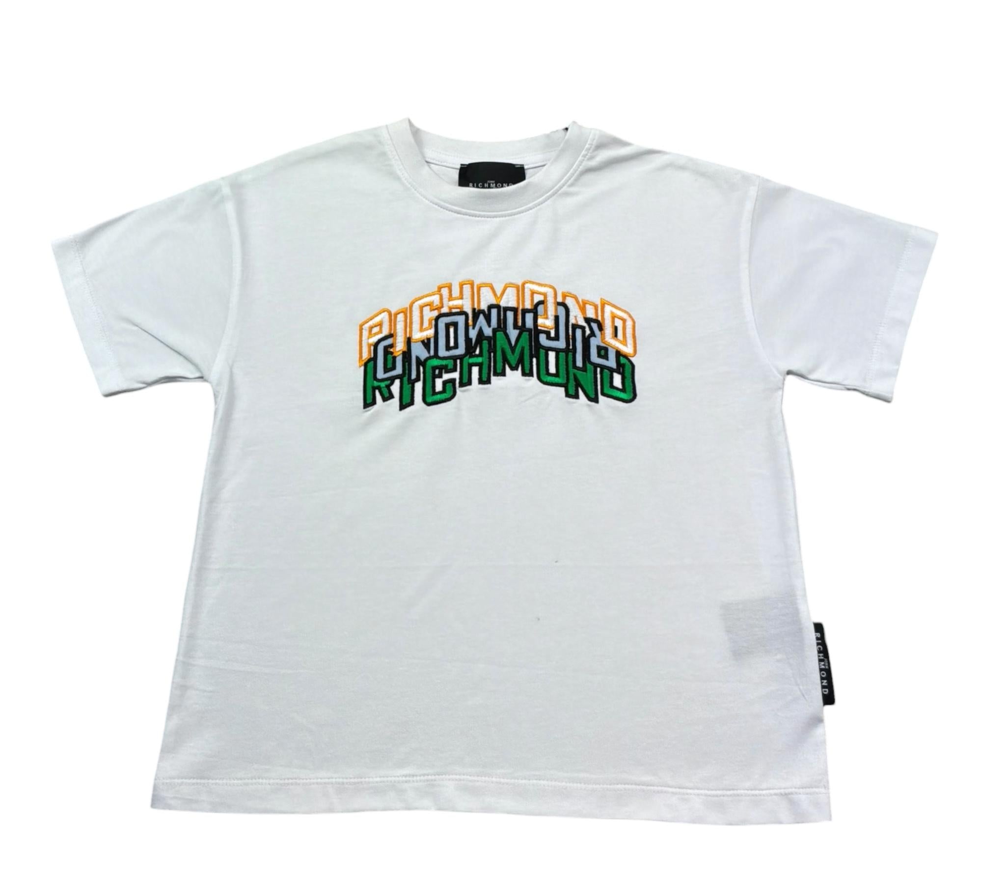 John Richmond T-Shirt Girocollo Tinta Unita con Logo per Bambino RBP26045TS BIANCO JOHN RICHMOND 