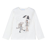 MAYORAL shirt girocollo tinta unita con stampa in contrasto Bianco per Bambina 406781 BIANCO MAYORAL 