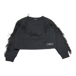 BALMAIN felpa tinta unita con frange Nero per Bambina BV4A30 NERO BALMAIN 