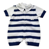 I Delfi Pagliaccetto Bicolore con Fantasia A Righe per Neonato 25P5398 BIANCO/BLU I DELFI 