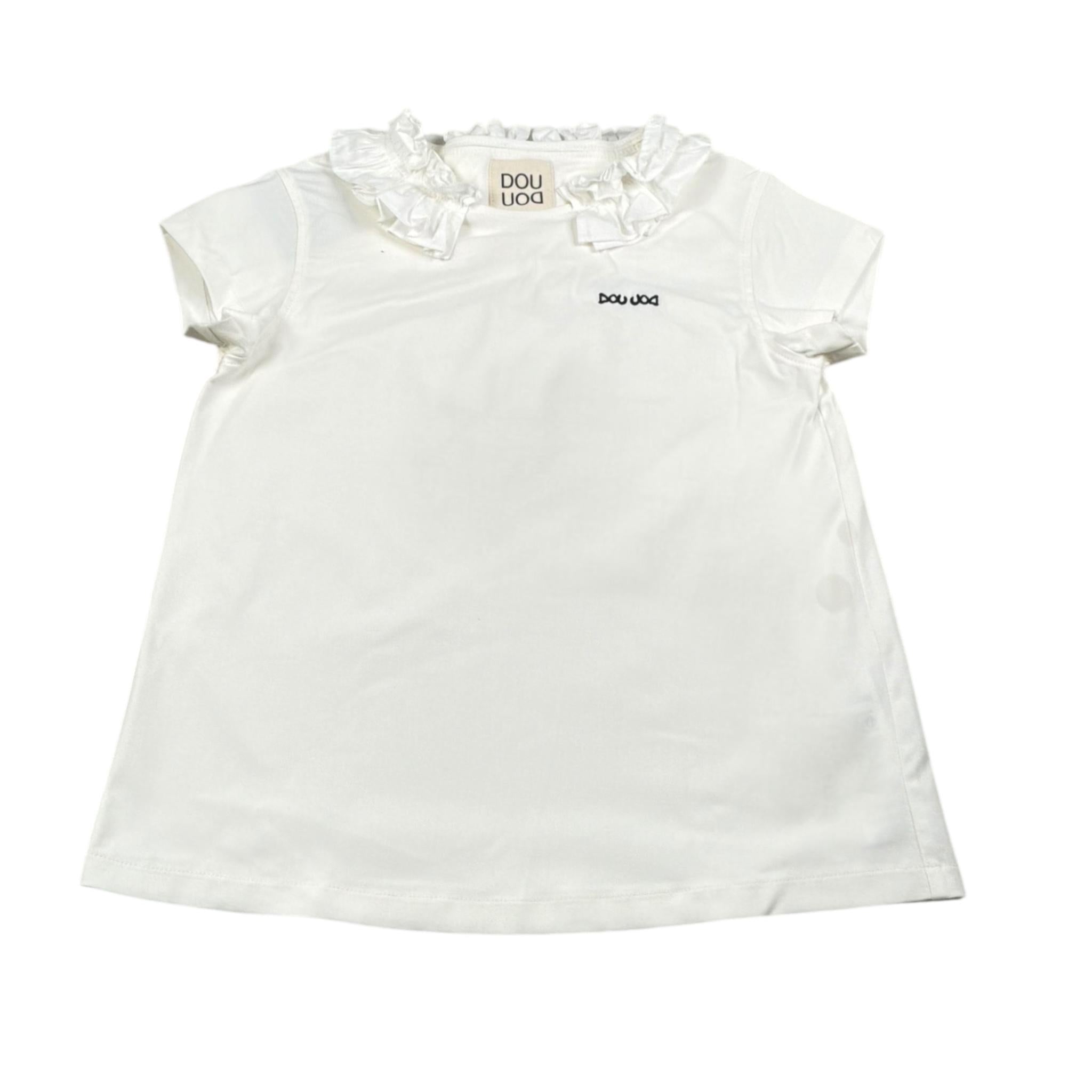 Dou Dou Abito Tinta Unita Mezza Manica per Bambina DW1A31 PANNA DOU DOU 