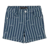 Guess Short Einfarbig mit Streifenmuster und verstellbarer Taille Blau für Baby Mädchen