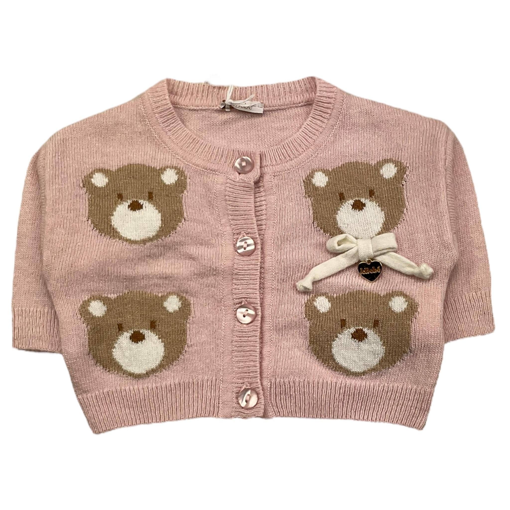 LE BEBE' cardigan tinta unita con orsi Rosa per Neonata LBB4704 ROSA LE BEBE' 
