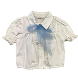 M+E‘ Schlichtes Halbarm-Shirt mit Kontrast-Schleife Weiß für Baby-Mädchen