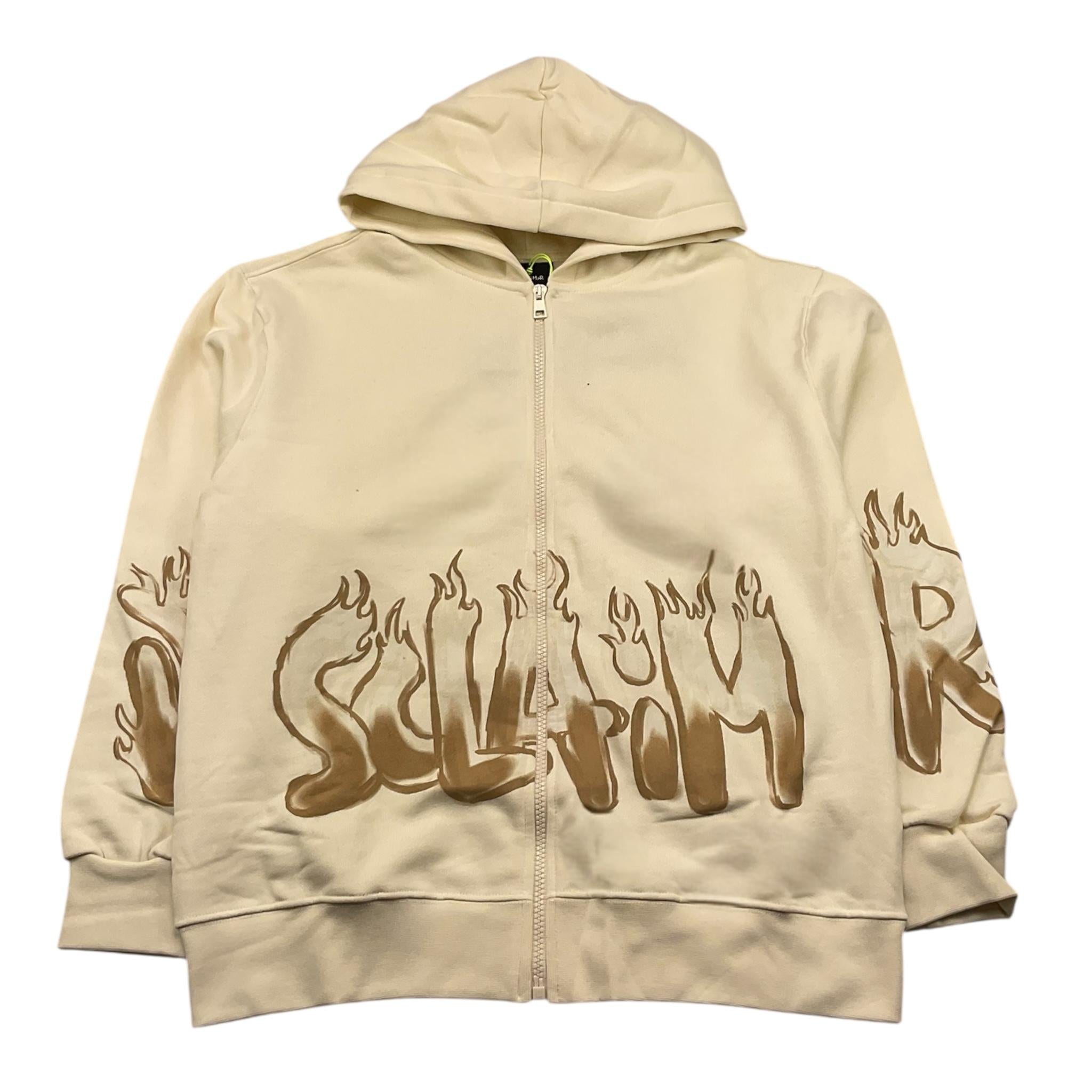 DISCLAIMER felpa con zip e cappuccio tinta unita con logo Panna per Bambino 24IDK58226 PANNA DISCLAIMER 