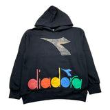 DIADORA felpa chiusa con cappuccio tinta unita con stampa in contrasto Nero per Bambino F4DIJBHS002 NERO DIADORA 