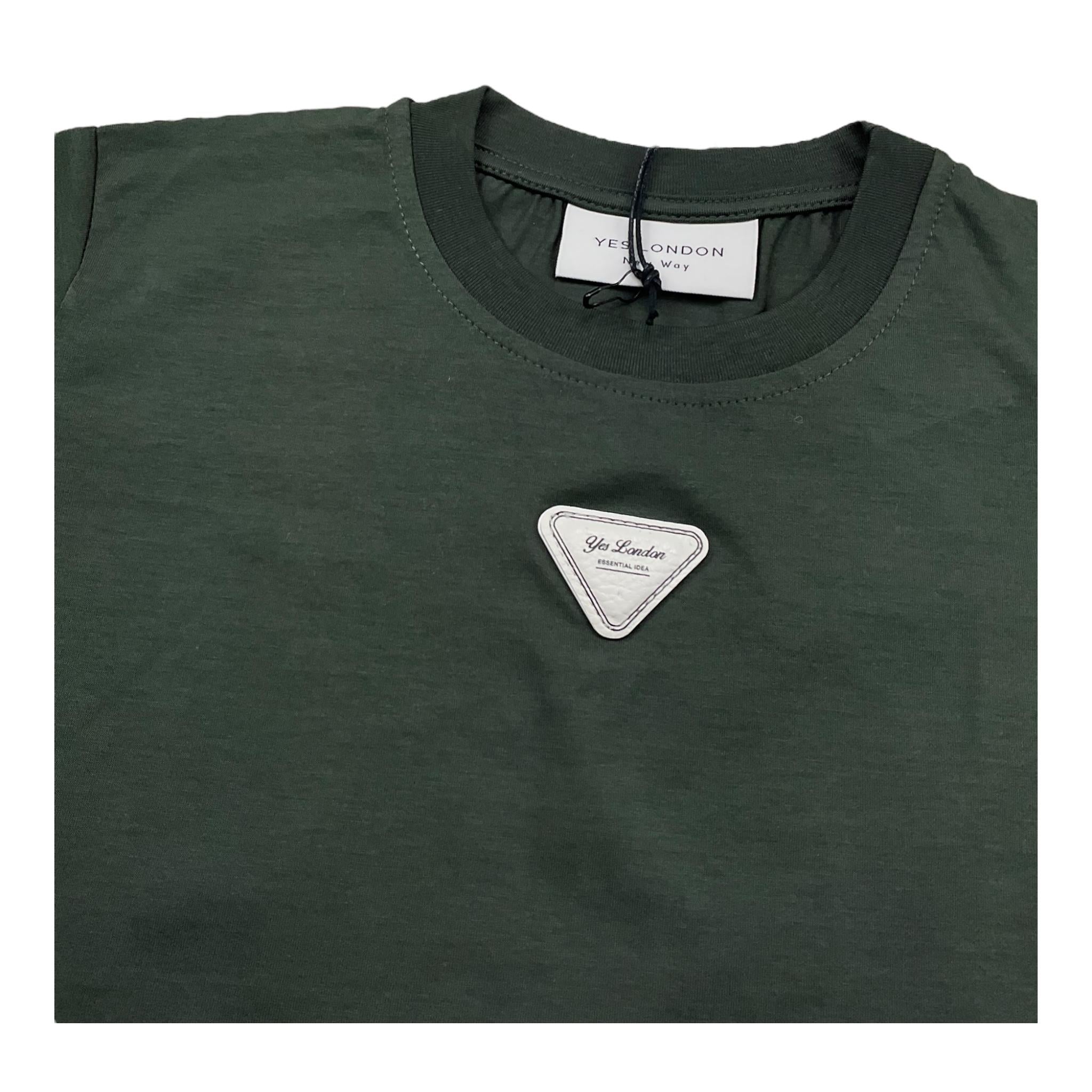 Yes London T-Shirt Girocollo Tinta Unita con Logo per Bambino JR2140 VERDE YES LONDON 
