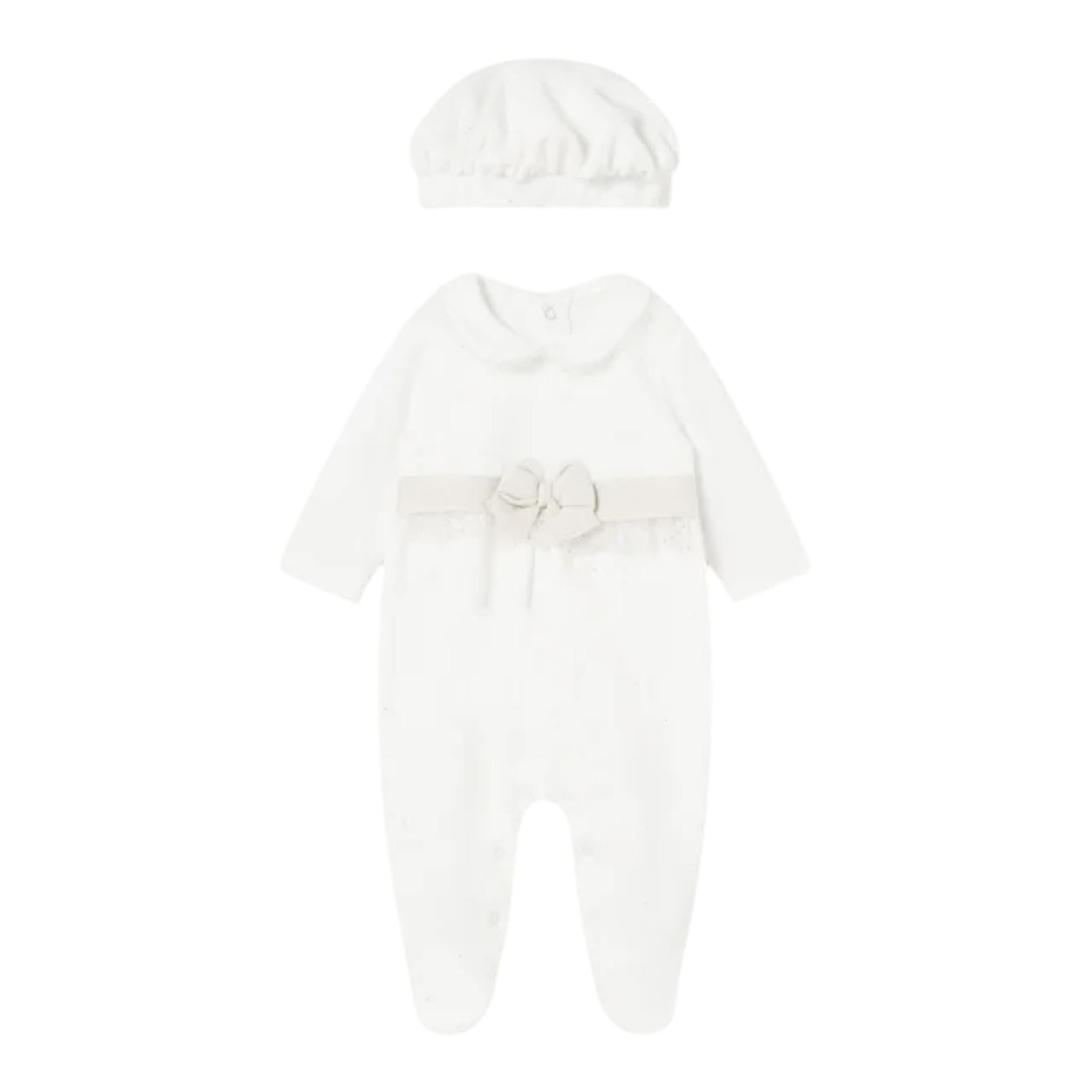 MAYORAL set tutina manica lunga tinta unita in ciniglia con cappello Bianco per Neonata 2782 BIANCO MAYORAL 