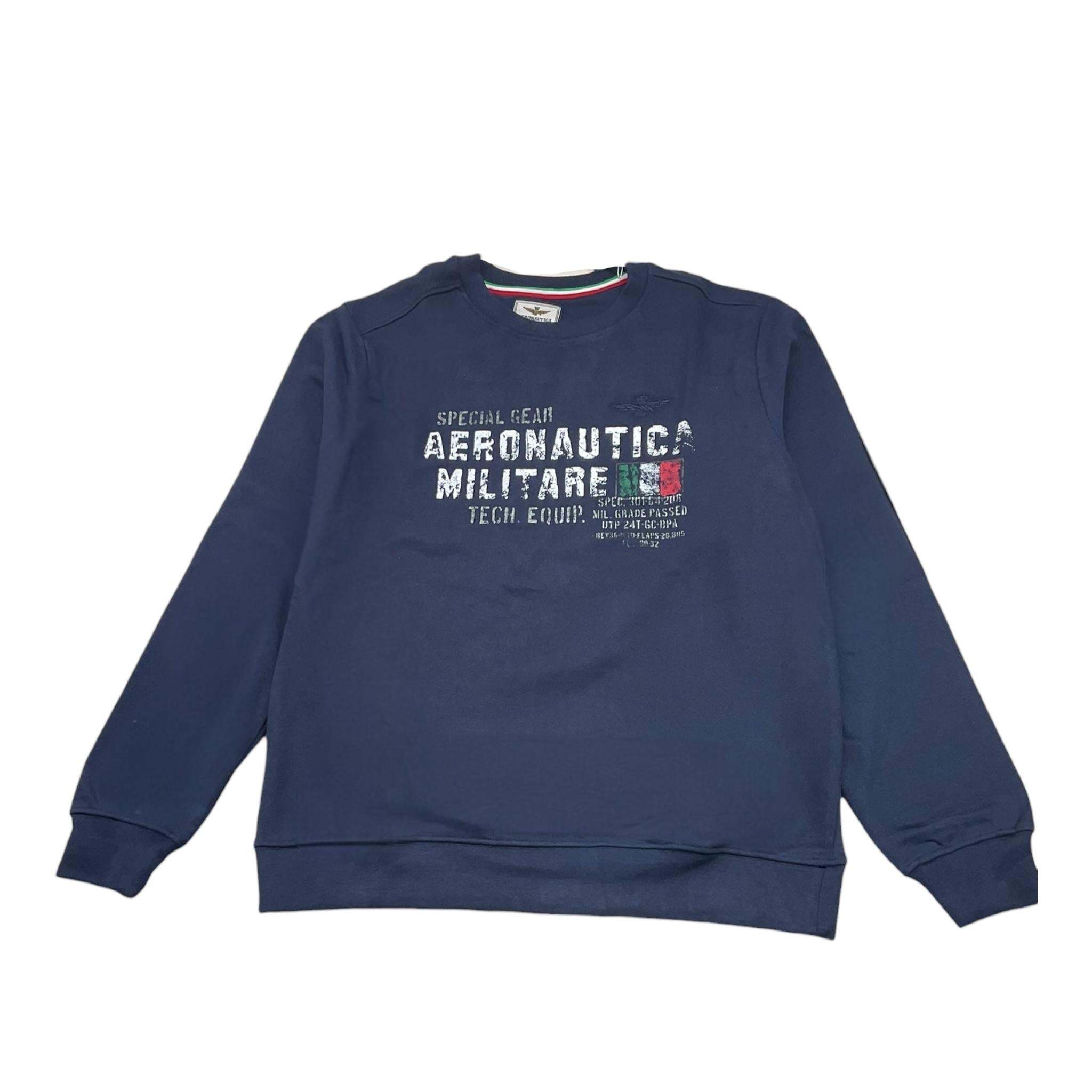 AERONAUTICA MILITARE felpa girocollo tinta unita con stampa Blu per Bambino 242TF0001AJRF7588 BLU AERONAUTICA MILITARE 