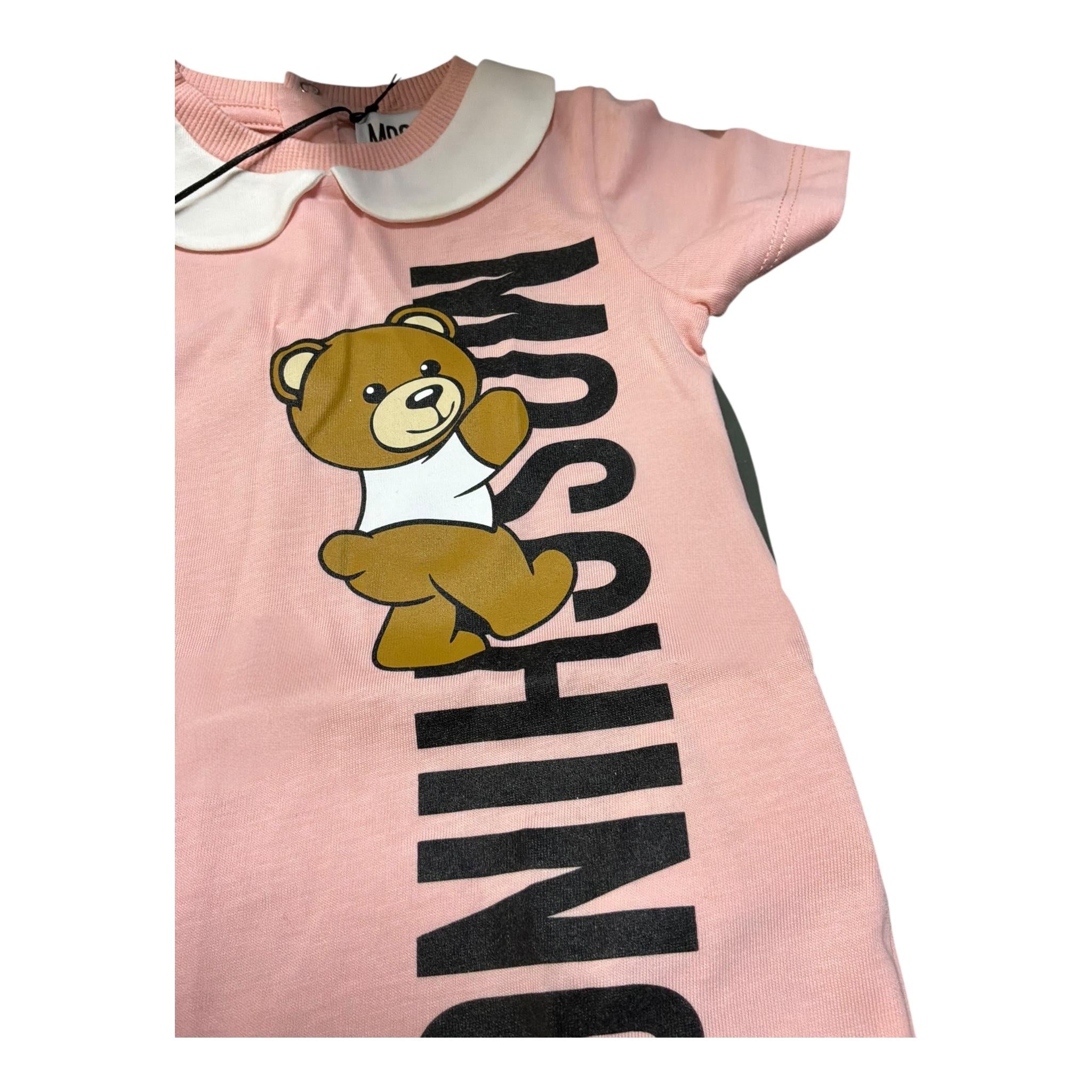Moschino Pagliaccetto Mezza Manica Tinta Unita per Neonata MUY06L ROSA MOSCHINO 