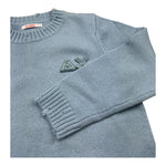SUN68 maglia girocollo tinta unita con ricamo logo Azzurro per Bambino K44322 AZZURRO SUN68 