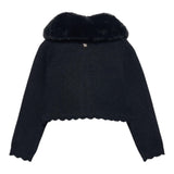 ABEL & LULA cardigan tinta unita collo pelliccia Nero per Bambina 5828X NERO ABEL & LULA 