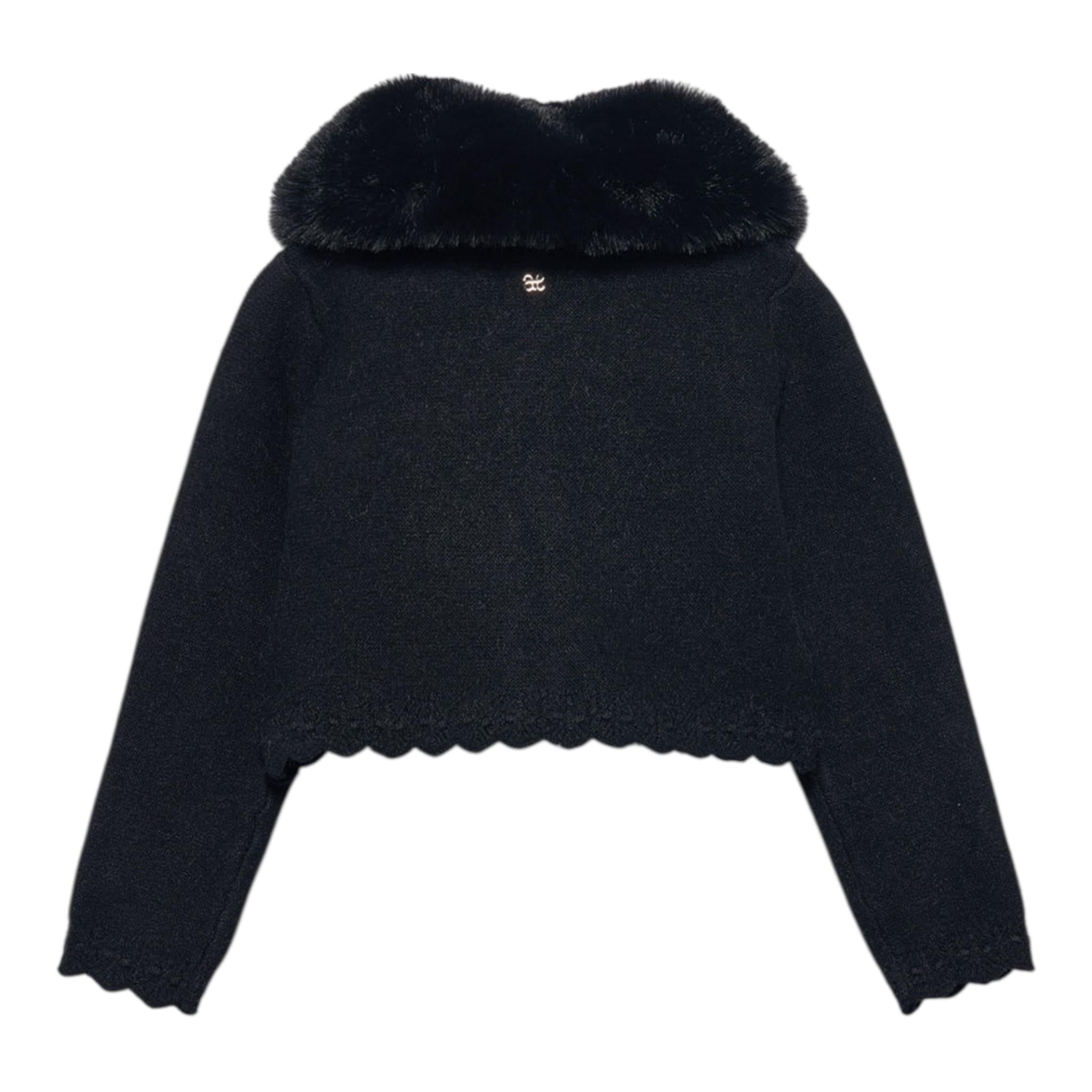 ABEL & LULA cardigan tinta unita collo pelliccia Nero per Bambina 5828X NERO ABEL & LULA 