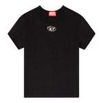 Diesel T-Shirt Girocollo Tinta Unita con Logo per Bambina J02022XX NERO DIESEL 
