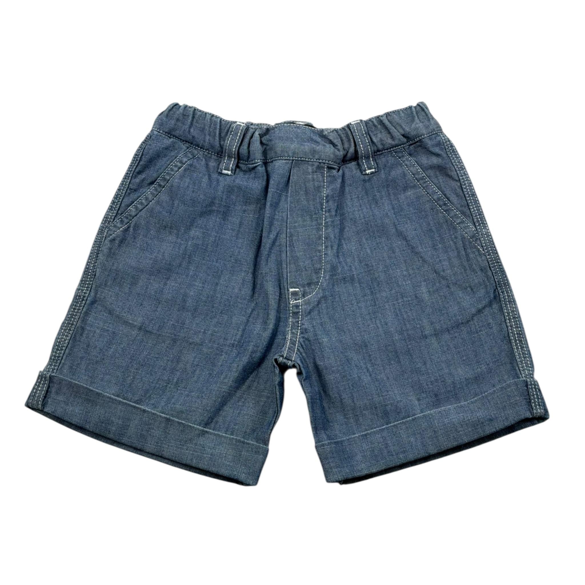 Diesel Bermuda In Denim tinta unita con Logo Blu per Neonato K00146 BLU DIESEL 